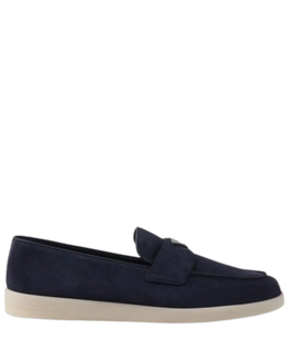 Prada Suede Loafers with Triangle Logo – Navy