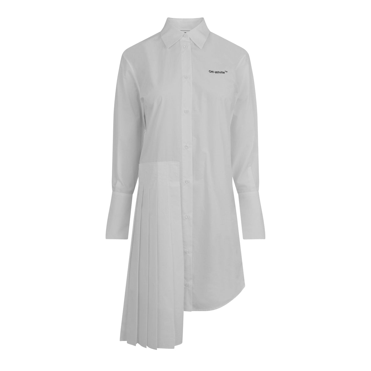 Diagonal Plisse Shirt Dress