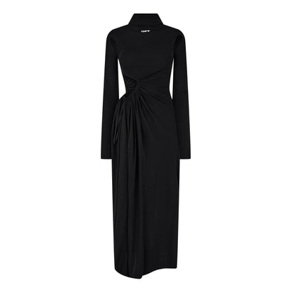 Stamp Ruched Layered Maxi Dress