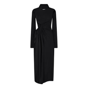 Stamp Ruched Layered Maxi Dress