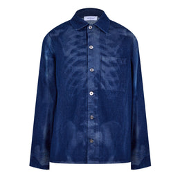 Motif Skeleton Design Cotton Long Sleeve Denim Shirt