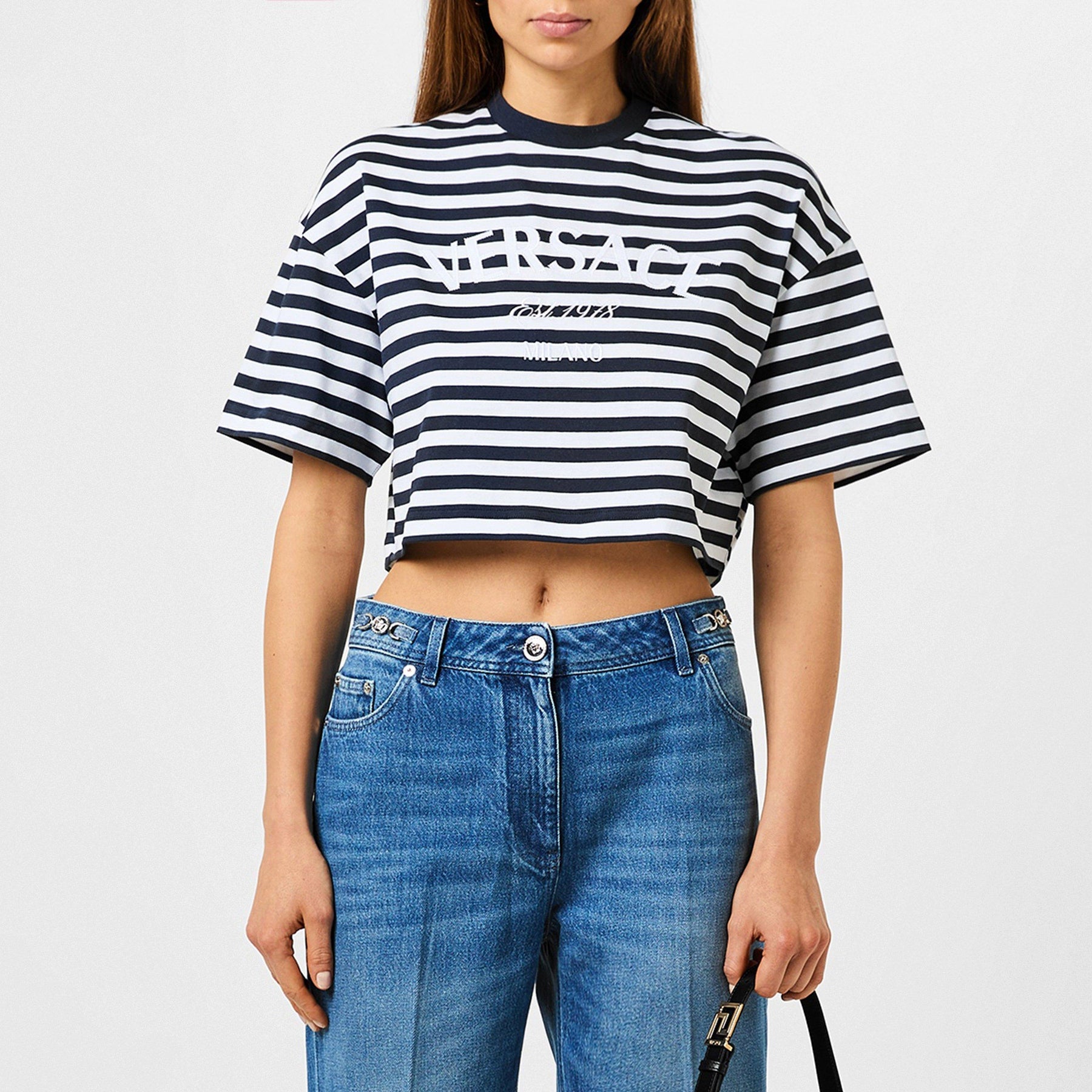 Nautical Striped Milano Crop Top