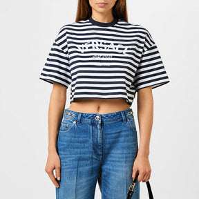 Nautical Striped Milano Crop Top