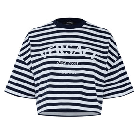 Nautical Striped Milano Crop Top
