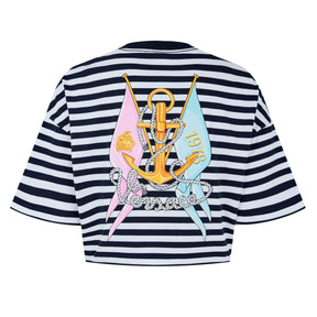 Nautical Striped Milano Crop Top