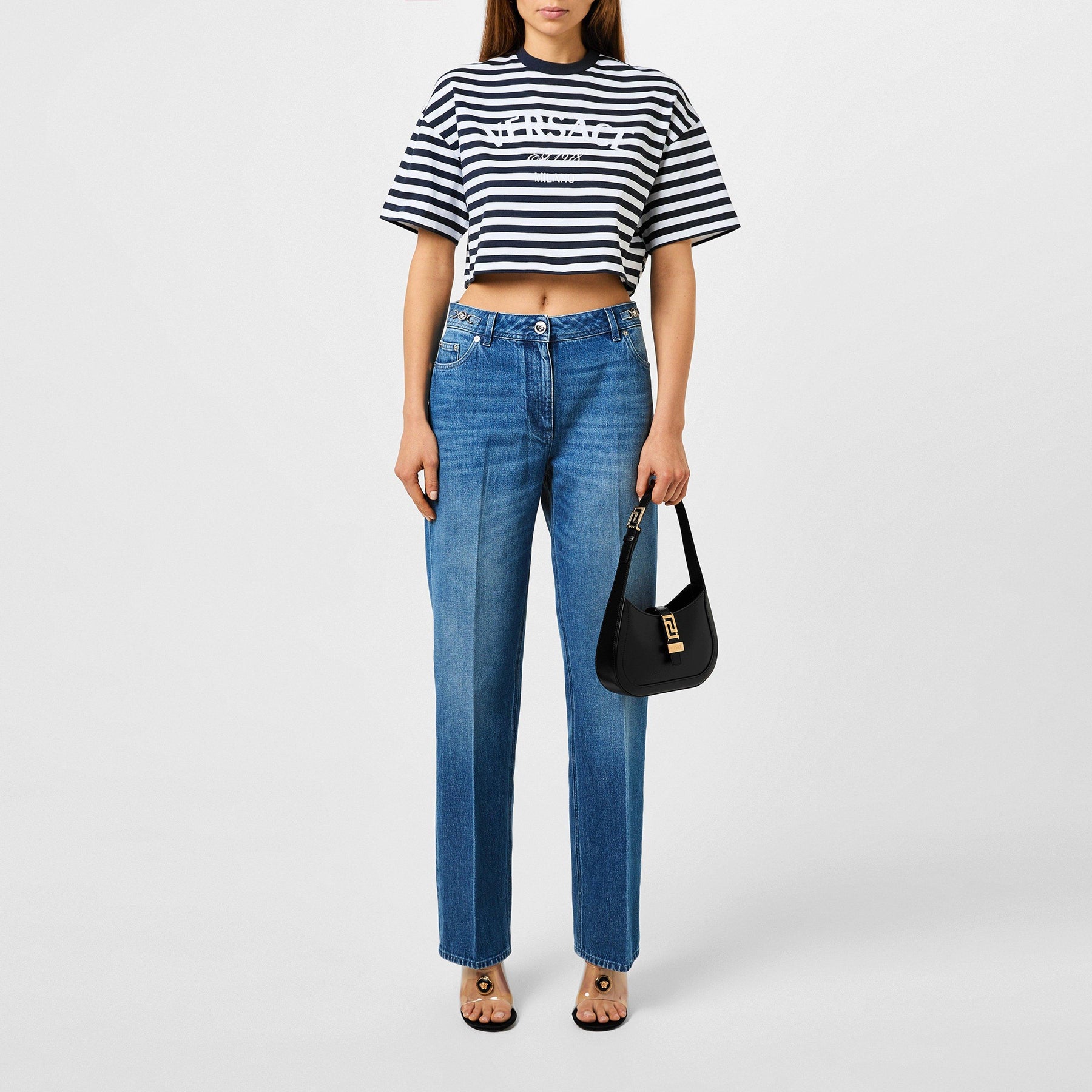 Nautical Striped Milano Crop Top