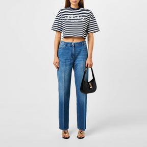 Nautical Striped Milano Crop Top