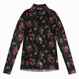 High Neck Print Long Sleeve T-Shirt