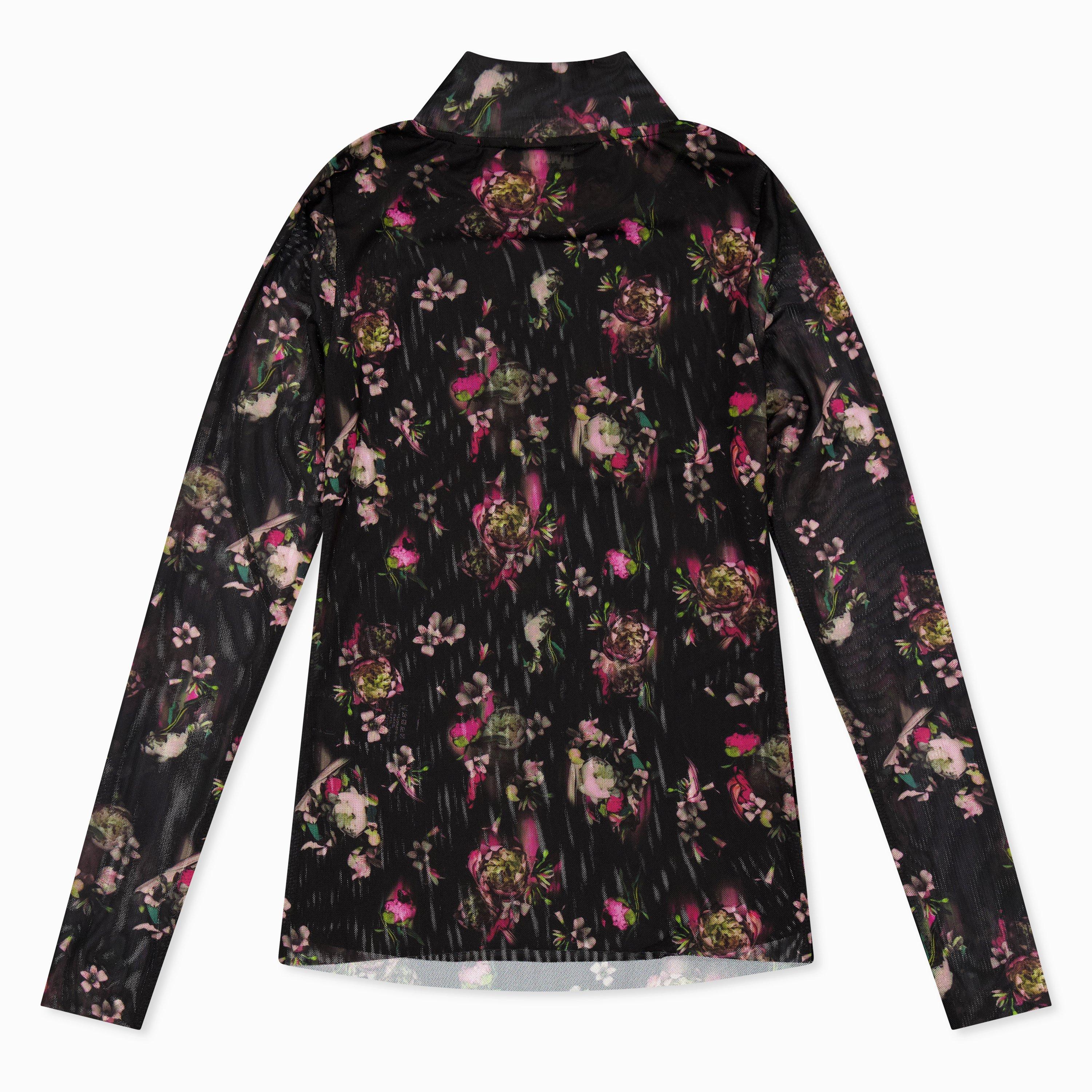 High Neck Print Long Sleeve T-Shirt