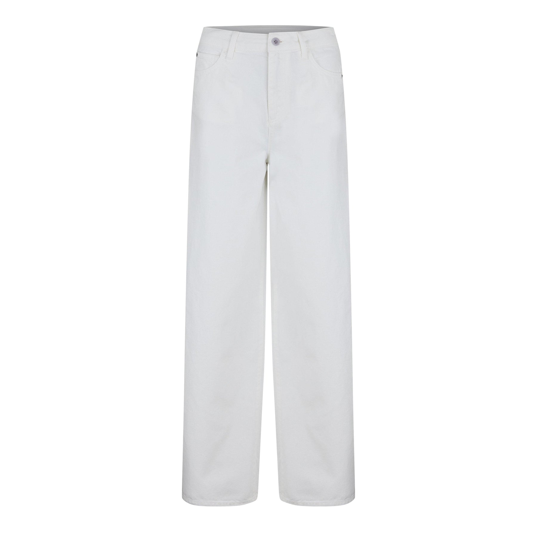 Pocketed Wide Leg Denim Jeans