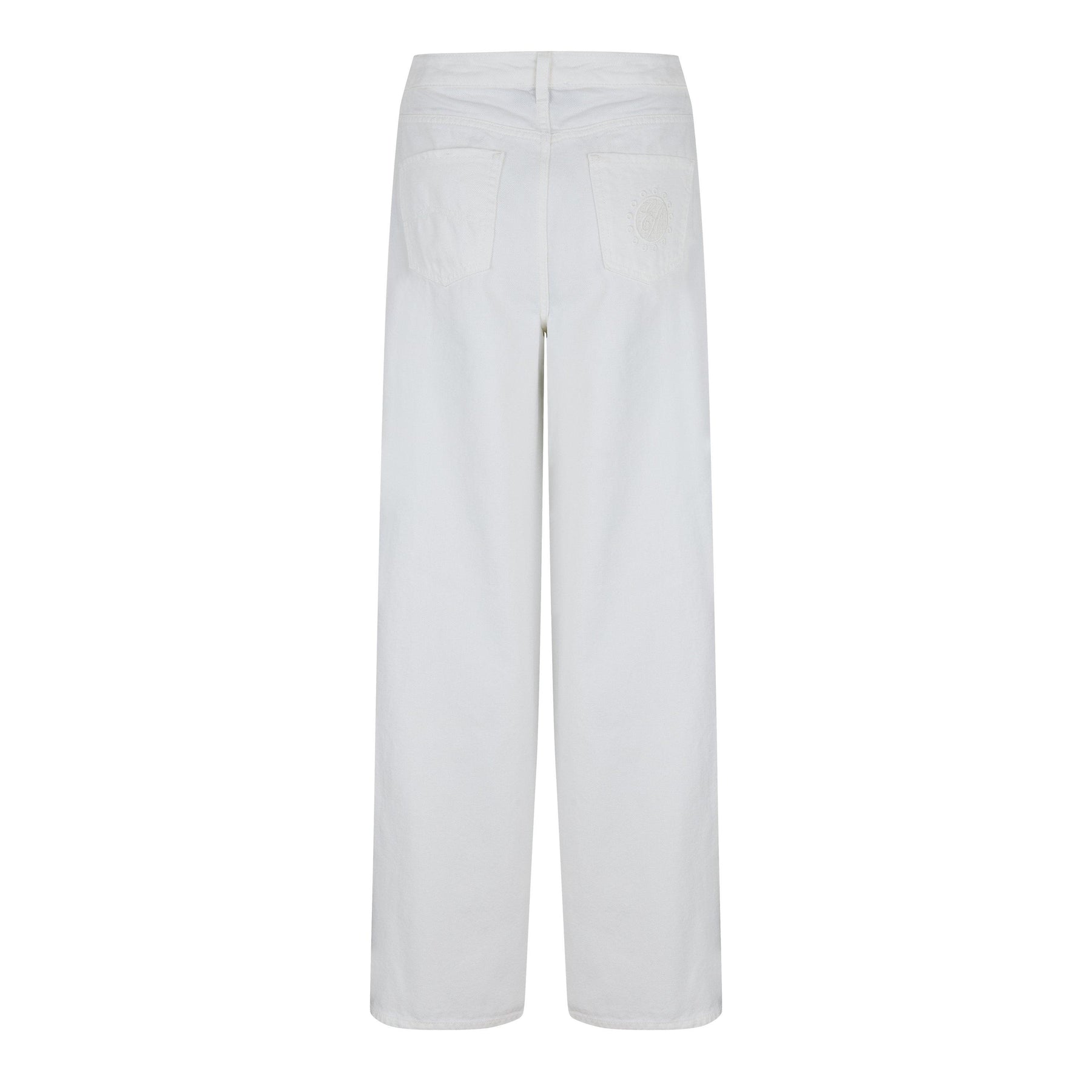Pocketed Wide Leg Denim Jeans