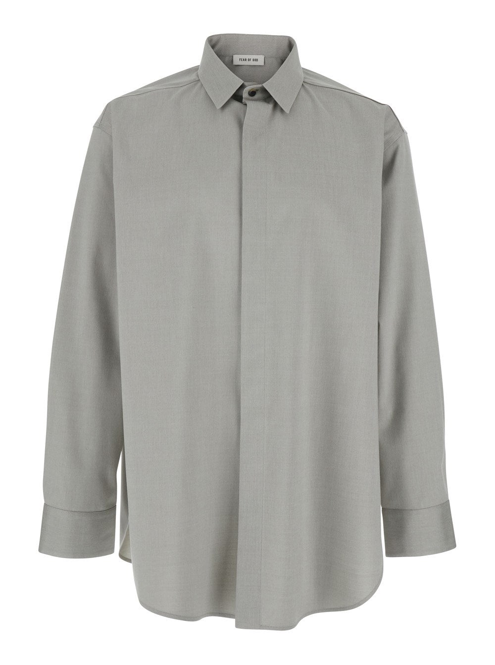 Fear of god Grey Shirt with Classic Collar and Logo Patch on the Rear in Cotton and Wool Blend Man