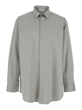 Fear of god Grey Shirt with Classic Collar and Logo Patch on the Rear in Cotton and Wool Blend Man