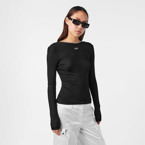 Off Ribbed LS Top Ld99