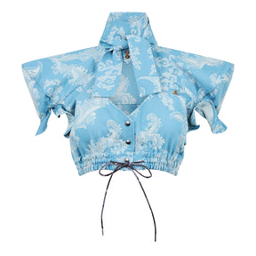 Blue & Off-White  Heart Blouse