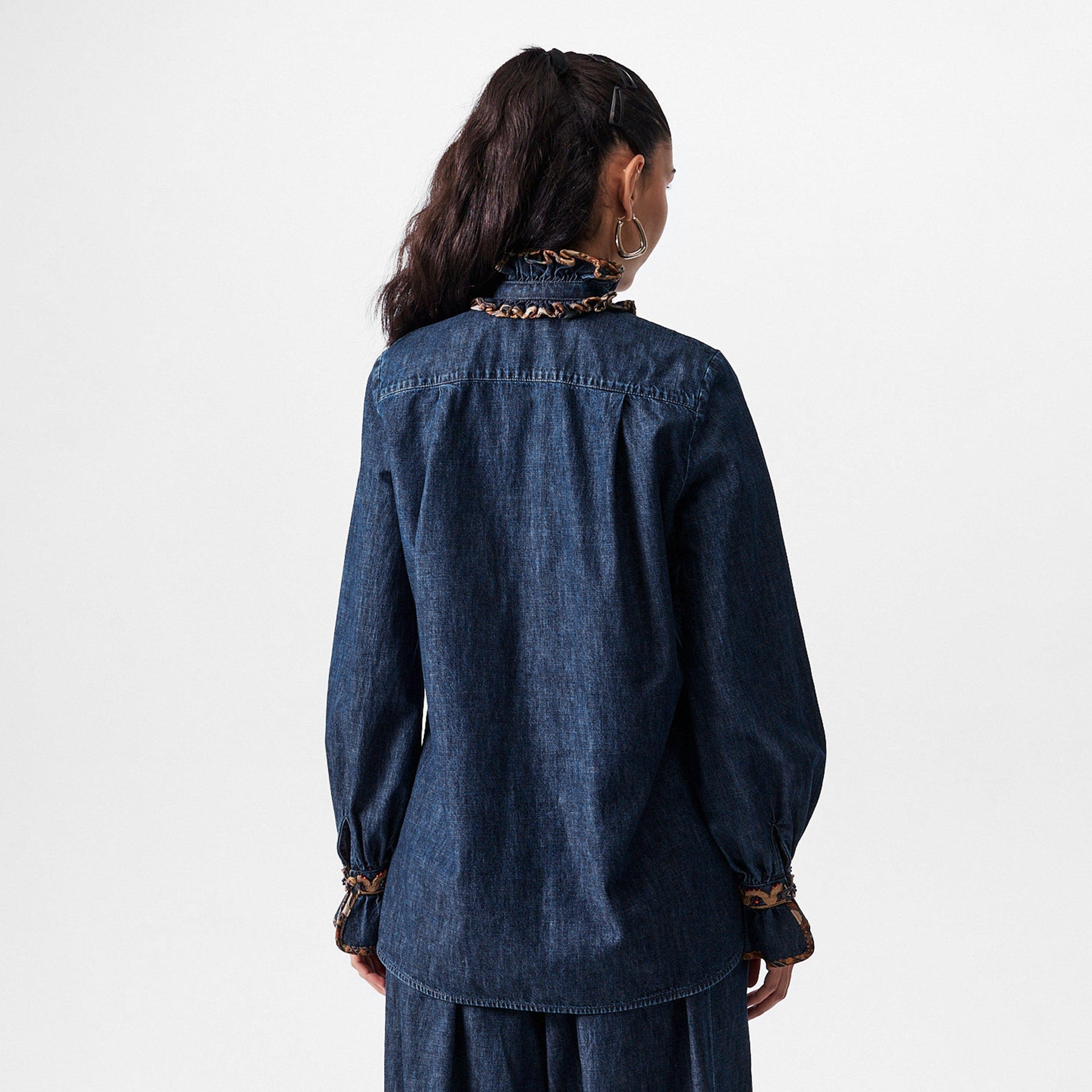Embroidered Chambray Denim Top