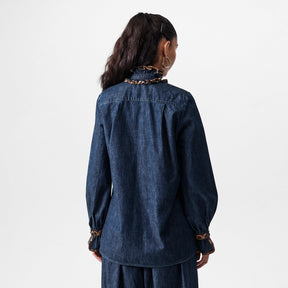 Embroidered Chambray Denim Top