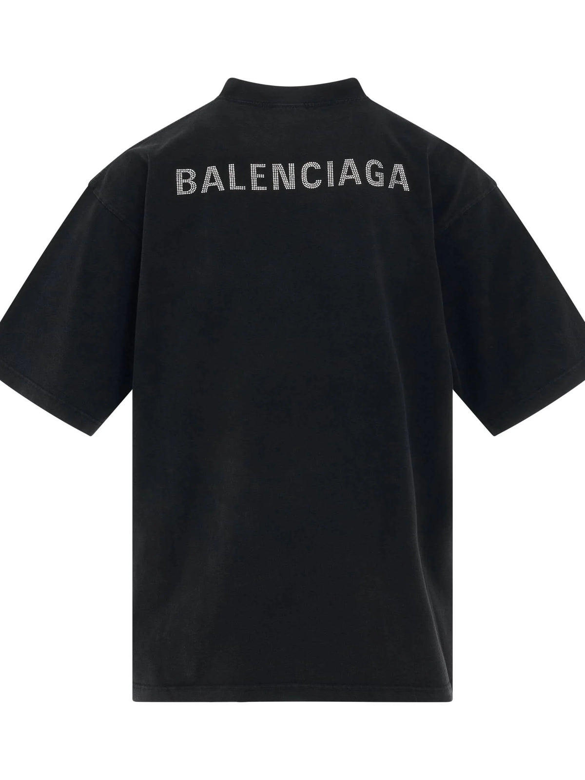 Back Logo Strass Oversized T-Shirt in Black/Silver