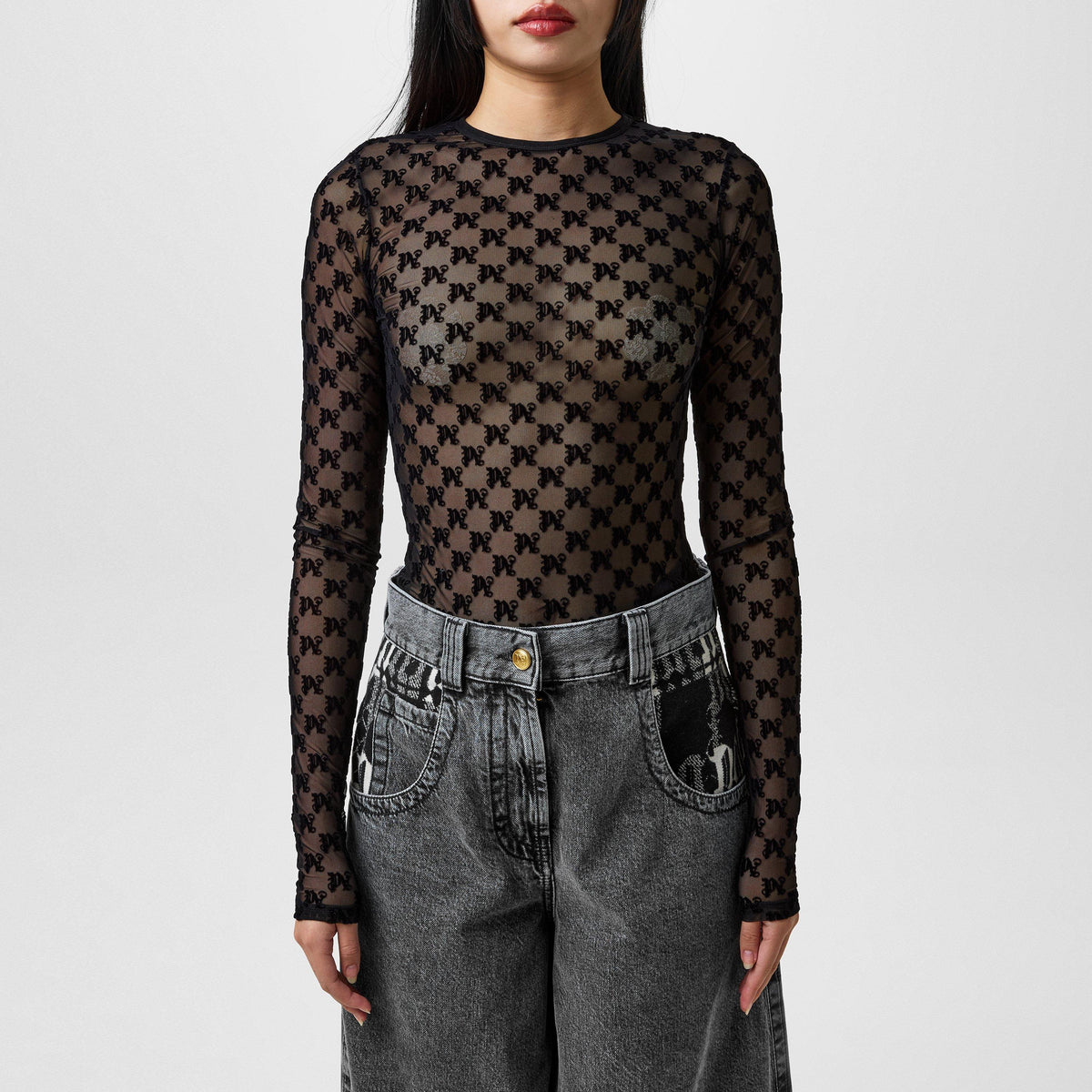 Monogram Tulle Top