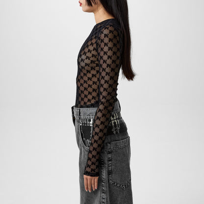 Monogram Tulle Top