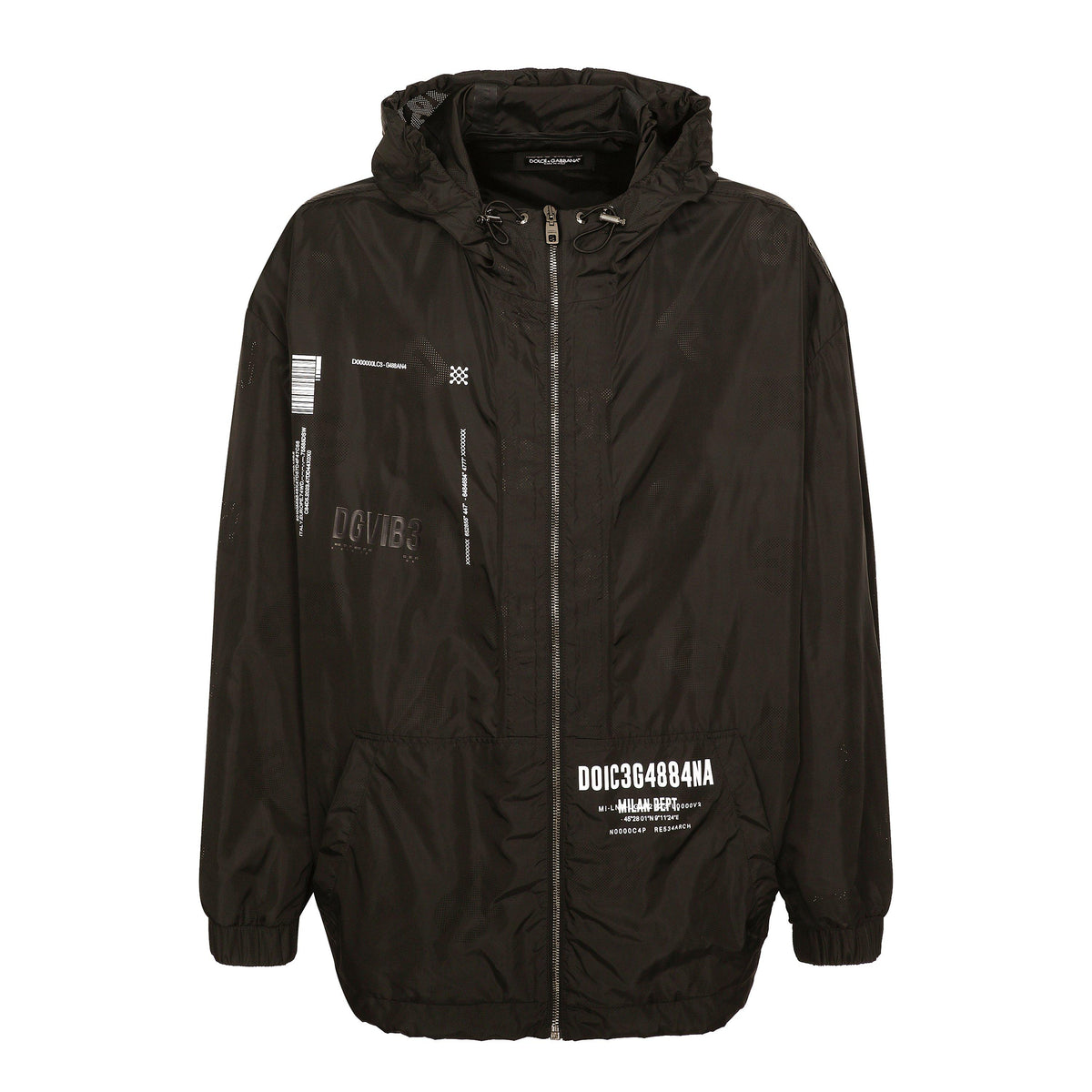 Dg Vib3 Print Hooded Nylon Jacket