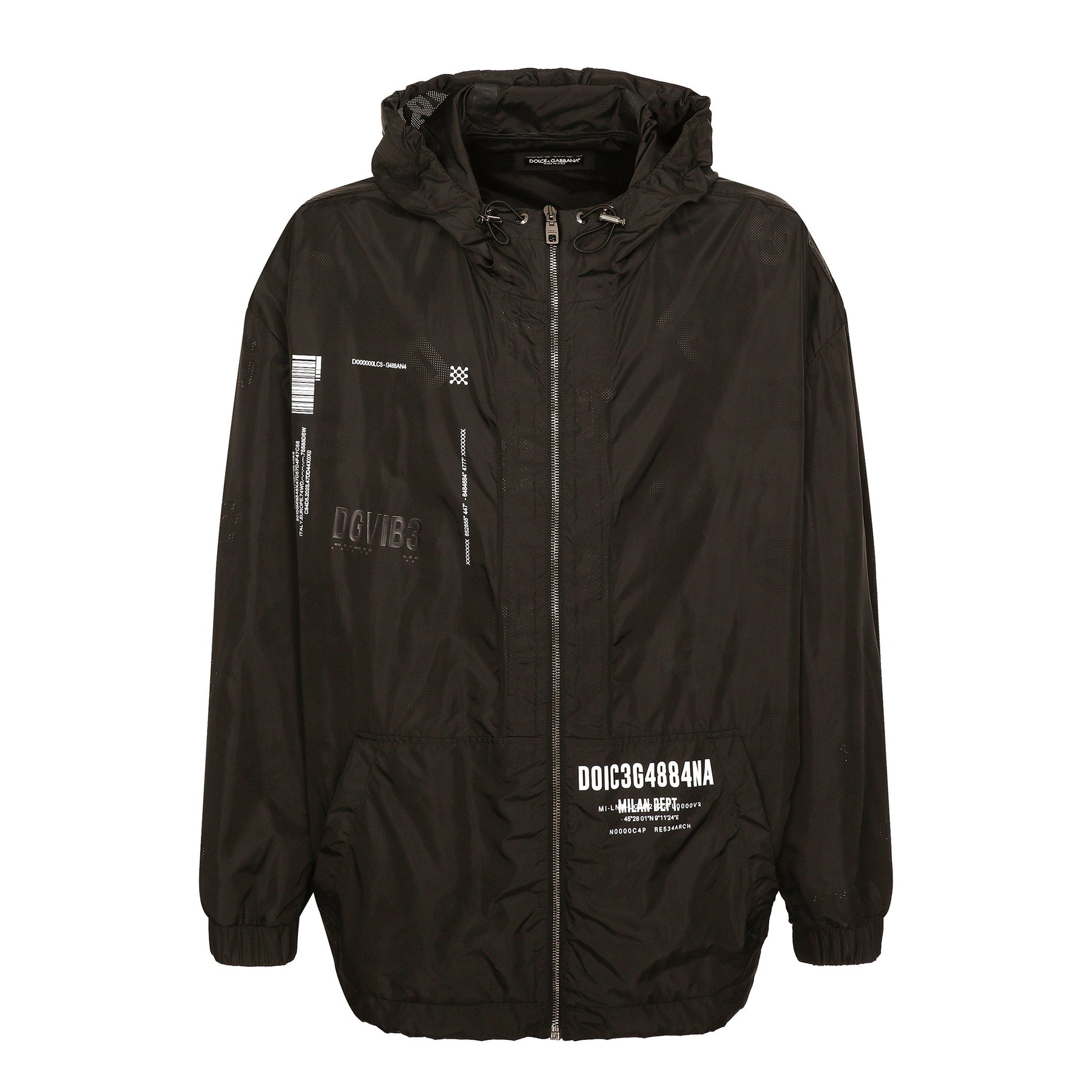 Dg Vib3 Print Hooded Nylon Jacket