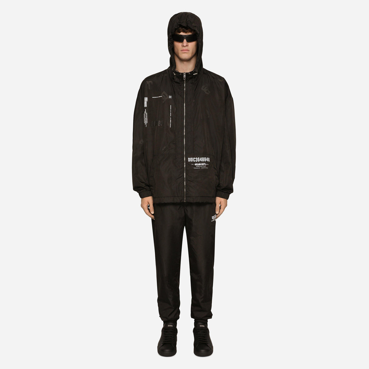 Dg Vib3 Print Hooded Nylon Jacket