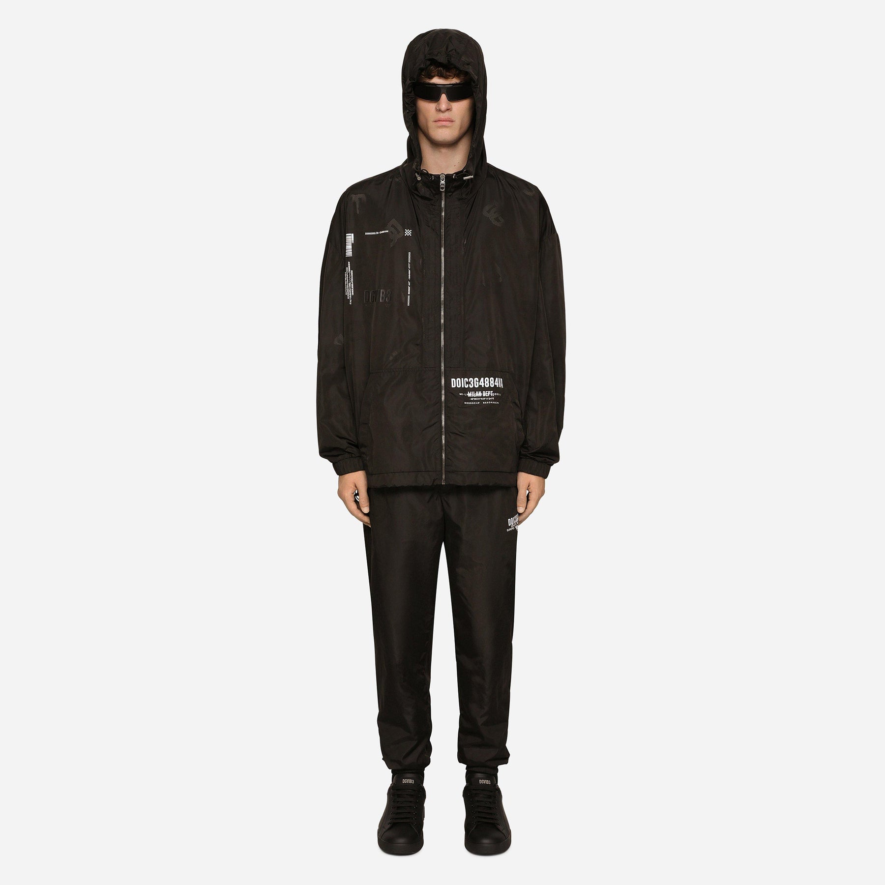 Dg Vib3 Print Hooded Nylon Jacket