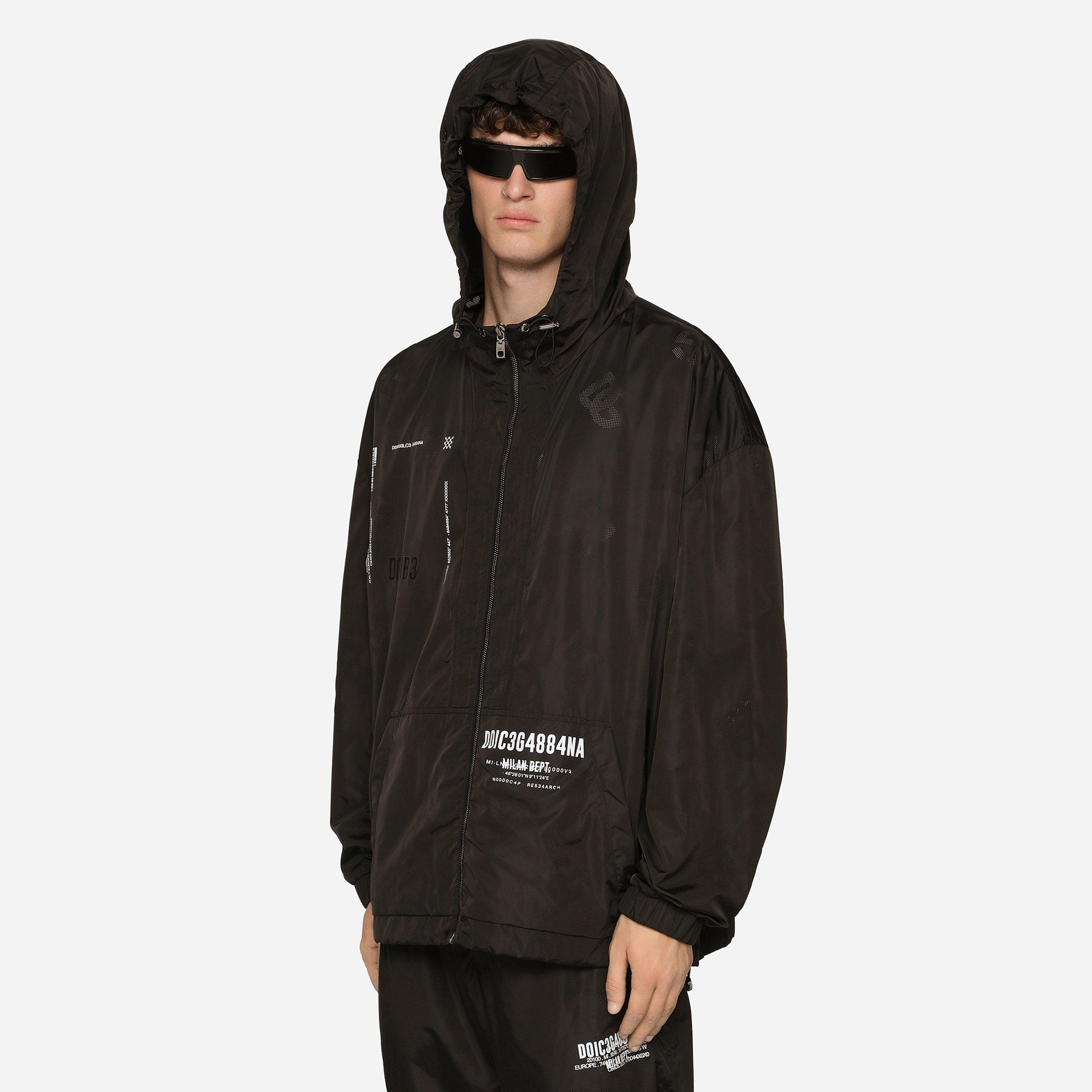 Dg Vib3 Print Hooded Nylon Jacket