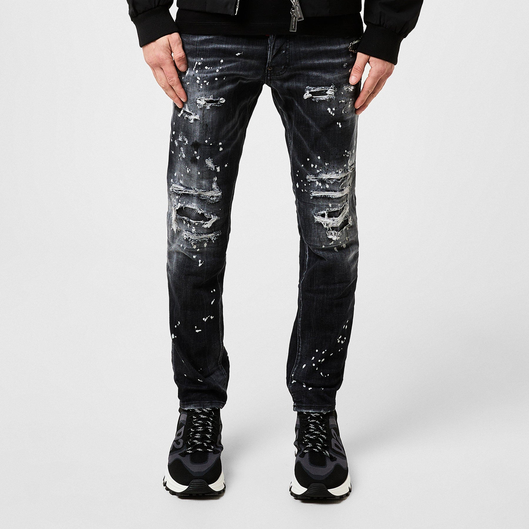 Distressed Paint Splatter Jeans