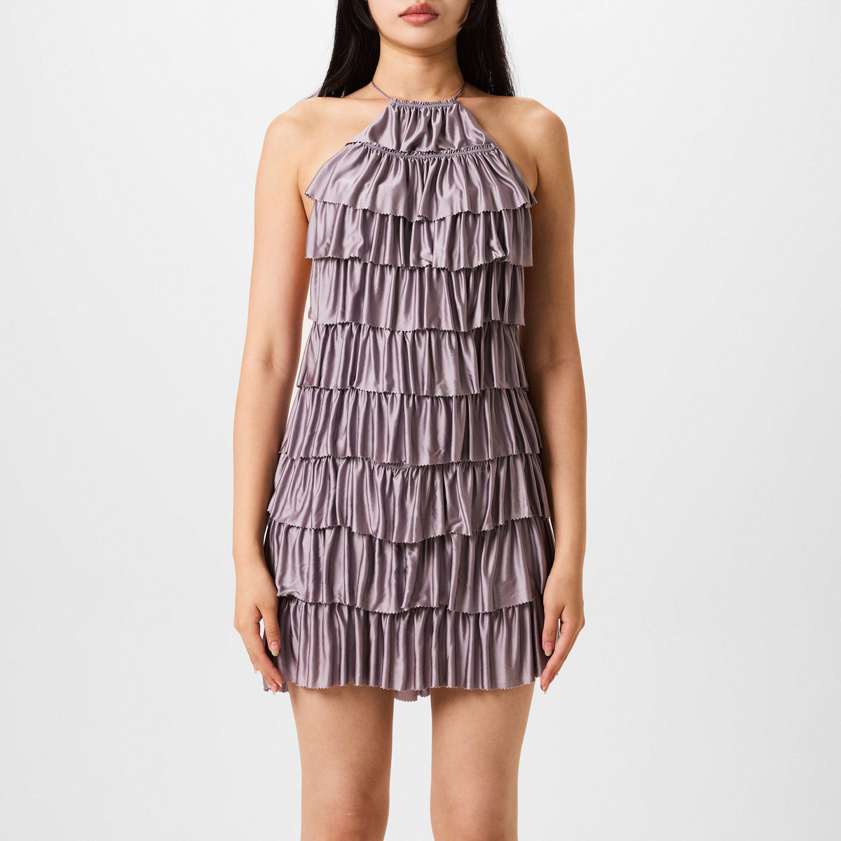 Ruffled Halter Mini Dress