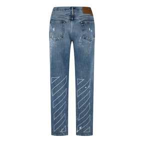 Distressed Diag Jeans