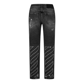 Distressed Diag Jeans