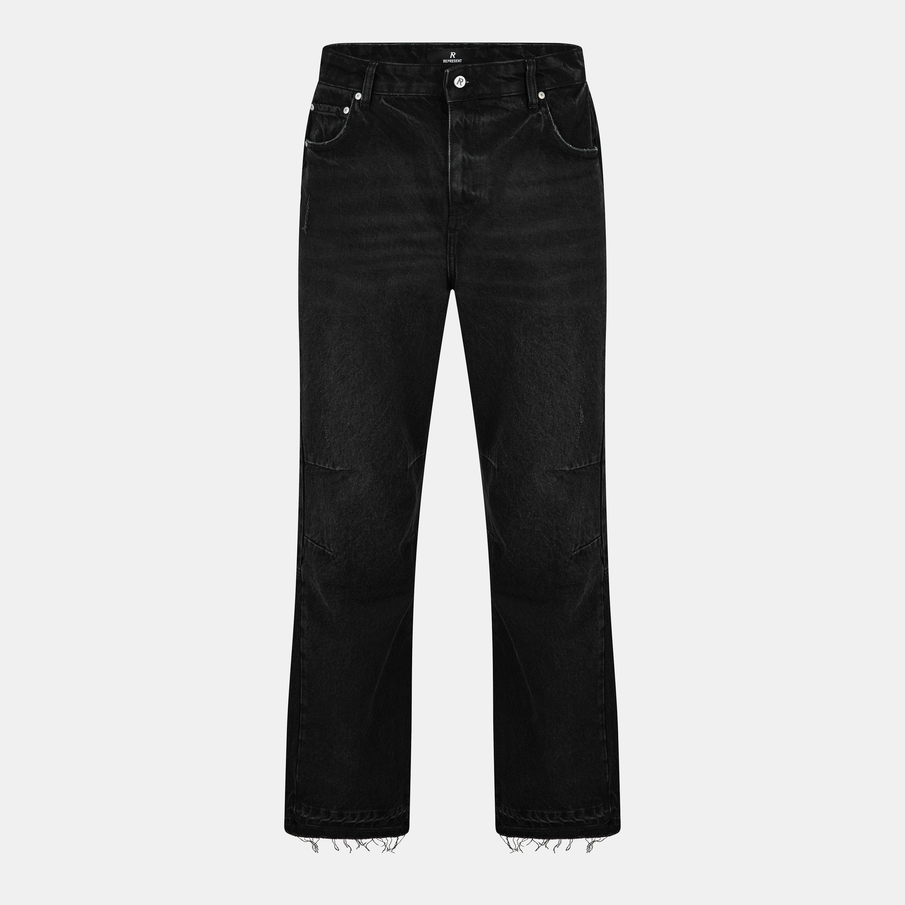 Hem Denim Straight Leg Jeans