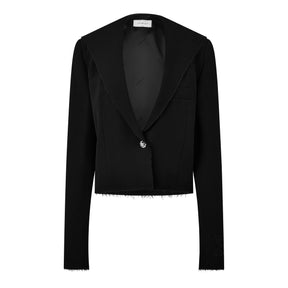 Women's Cropped Jacket with Bold Shoulders