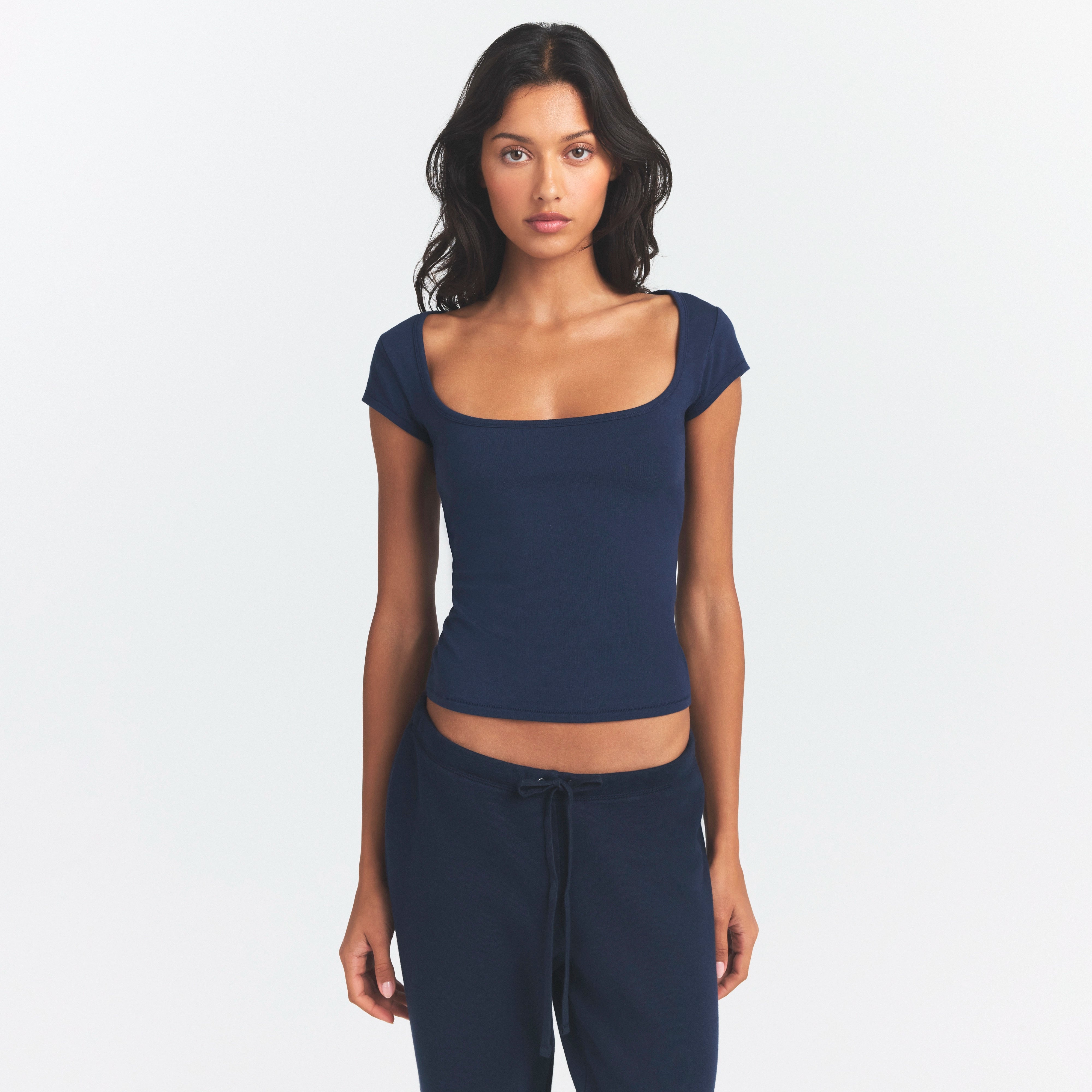 Cotton Jersey Scoop Neck T-shirt