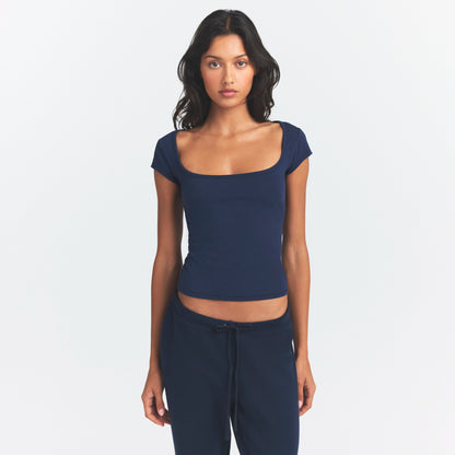 Cotton Jersey Scoop Neck T-shirt