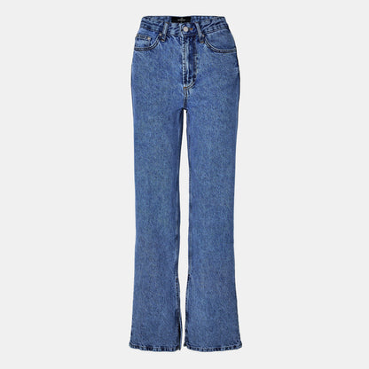 Mid Rise Cotton Full Length Straight Leg Jeans
