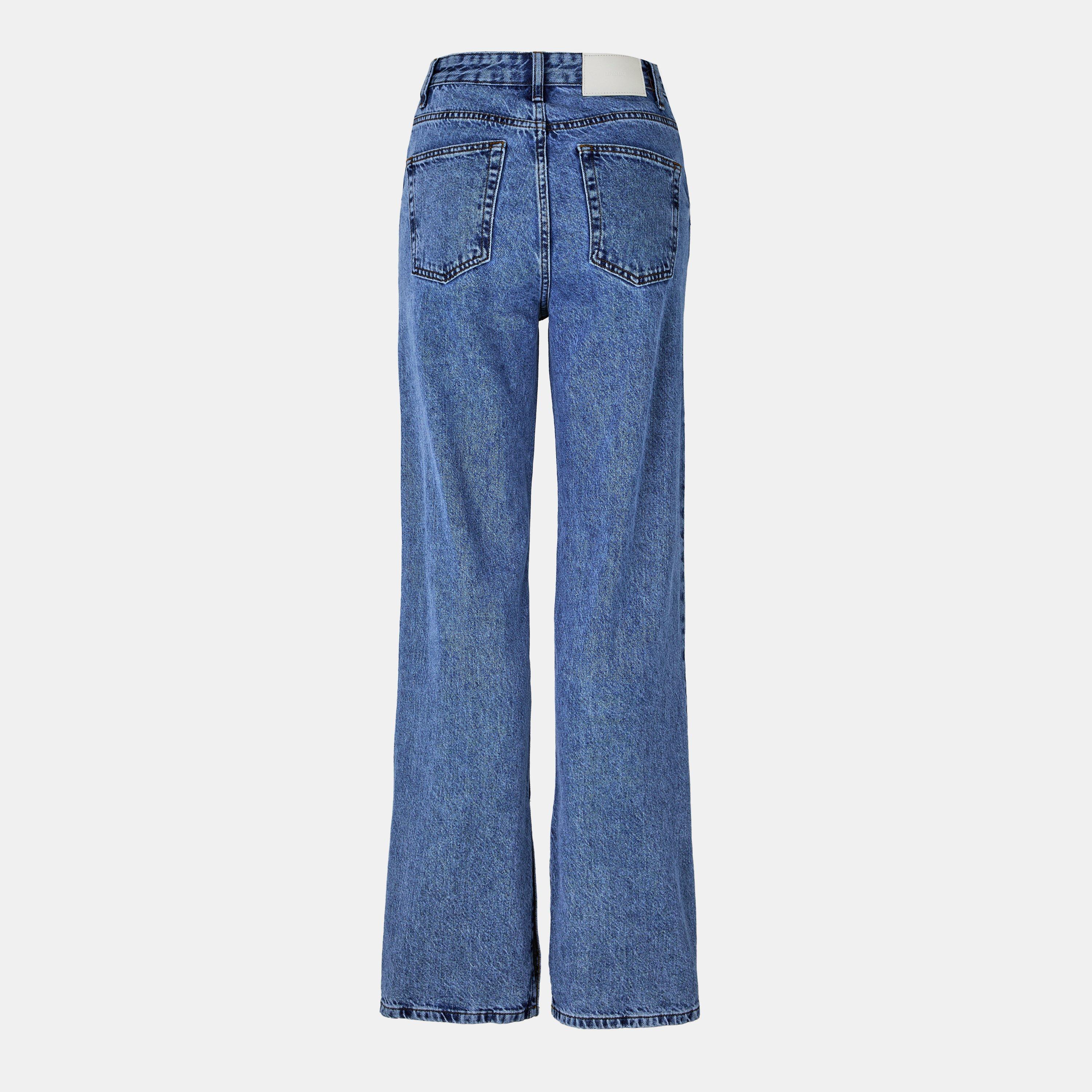 Mid Rise Cotton Full Length Straight Leg Jeans