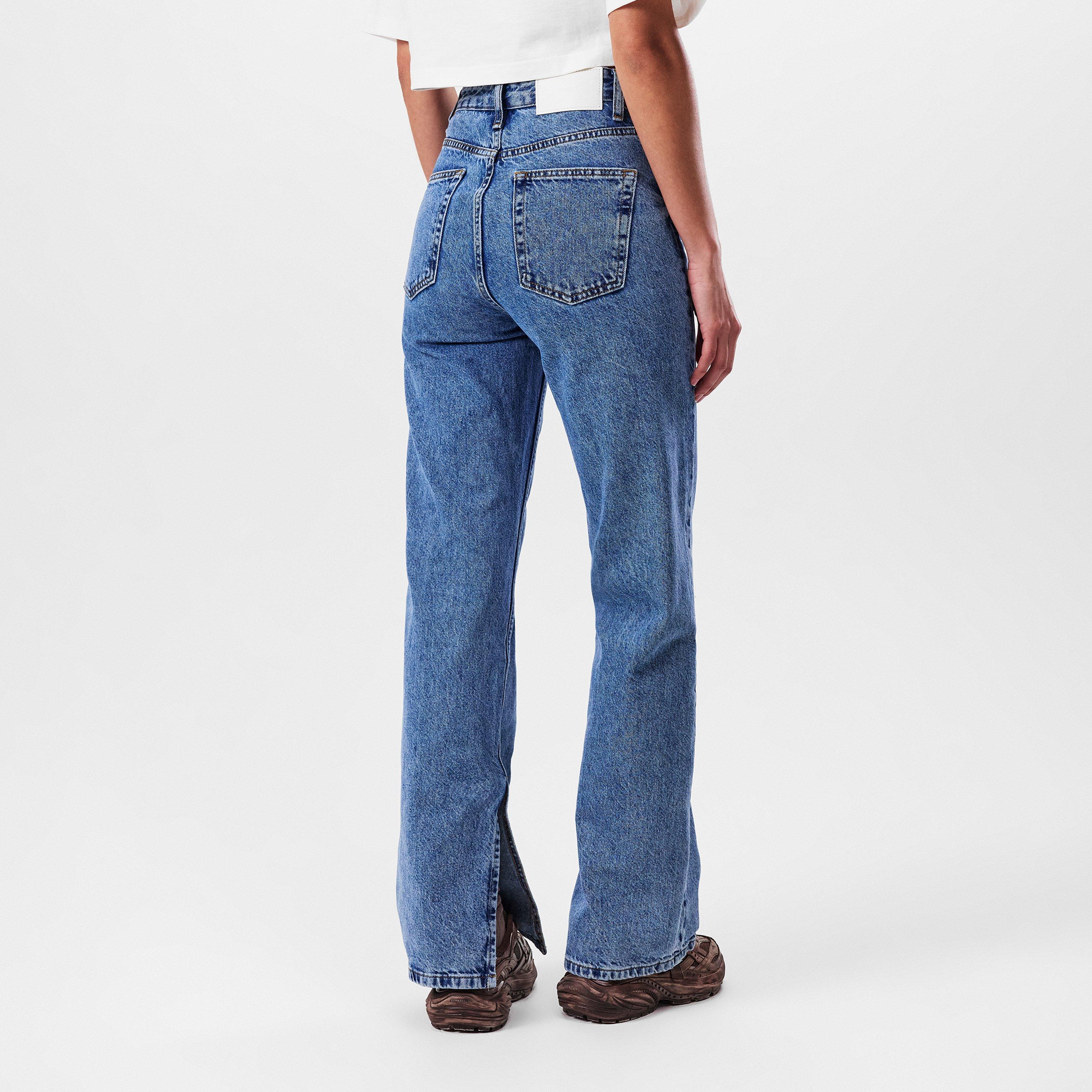 Mid Rise Cotton Full Length Straight Leg Jeans