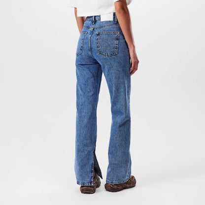 Mid Rise Cotton Full Length Straight Leg Jeans
