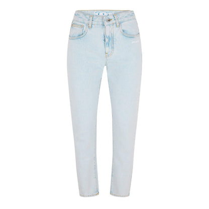 Cropped Logo Cotton Straight Leg Jeans