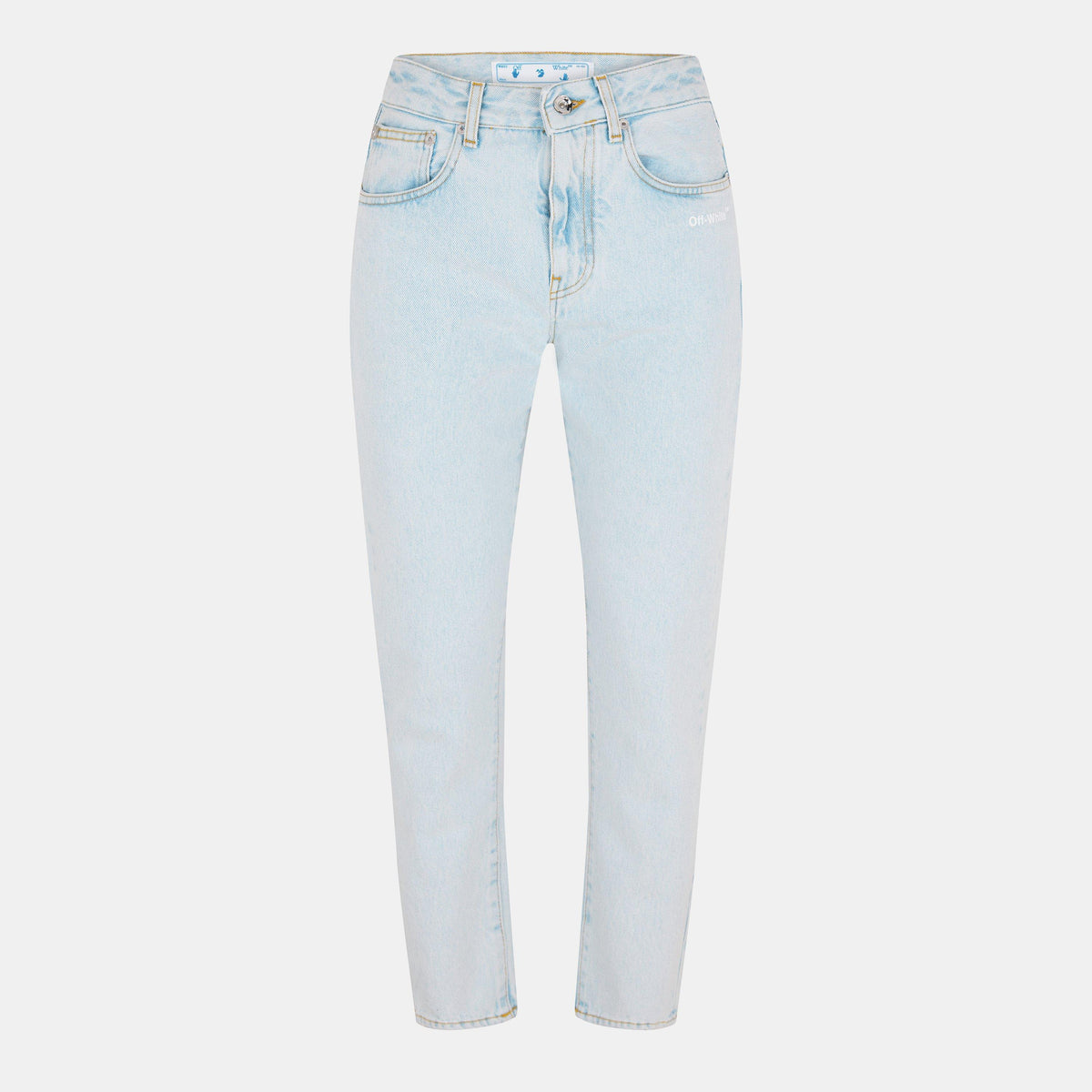 Straight Leg Cropped Logo Jeans