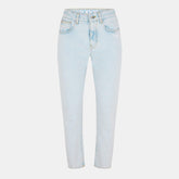 Straight Leg Cropped Logo Jeans