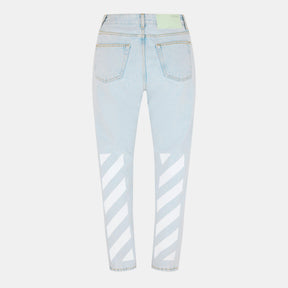 Straight Leg Cropped Logo Jeans