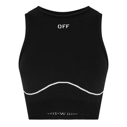 Stamp Seamless Stencil-Effect Logo Crop Top