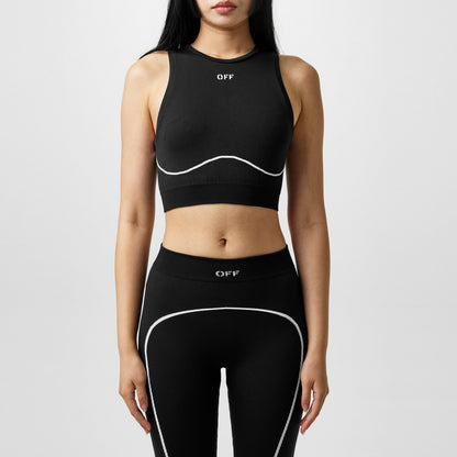 Women's Seamless Cropped Vest, Stencil-Effect Logo Crop Vest