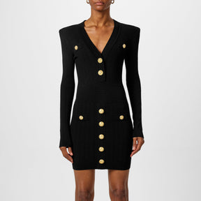 Knitted Gold Button Dress