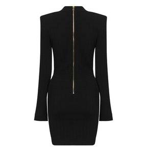 Knitted Gold Button Dress