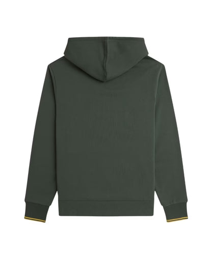 Fred Perry Green Hoodie with Double Stripe Detail